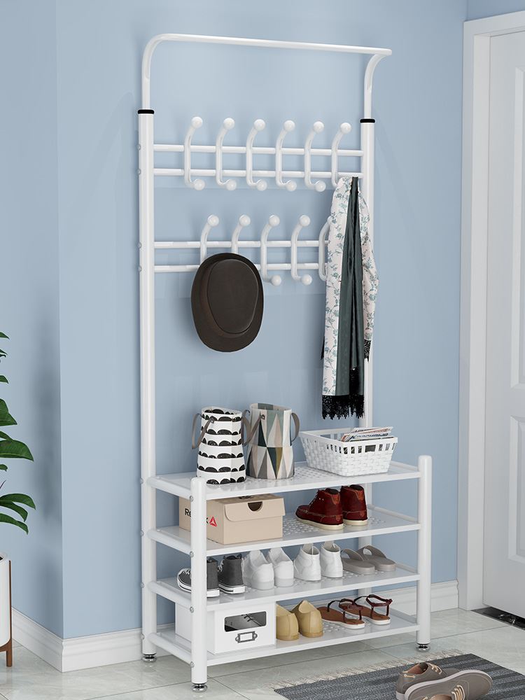 Porch coat rack iron floor shoe rack cabinet coat hanger - 图2