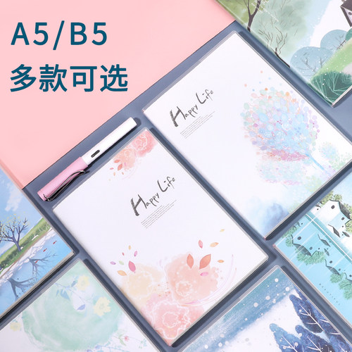 加厚笔记本a5/b5胶套简约记事本大学生考研本子16开大号厚本子 - 图0
