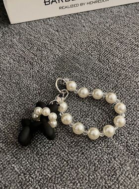 ins小狗diy珍珠短款手链手机挂链