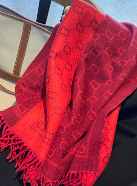 双面双色字母加厚流苏披肩