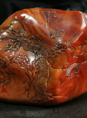 玉石仿古玉老玉天然岫玉雕松树小