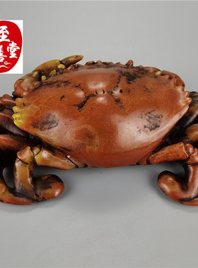 八方来财螃蟹风水玄关寿山石雕