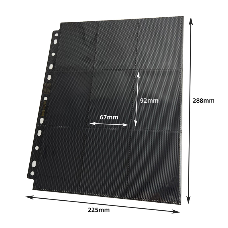 TW 9格卡页 竖插黑色活页 卡册内页 双面页 万智牌 宝可梦 游戏王 - 图0