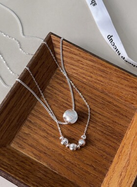 s925纯银日韩精工双层猫眼圆球项链女气质ins小众设计锁骨链轻奢