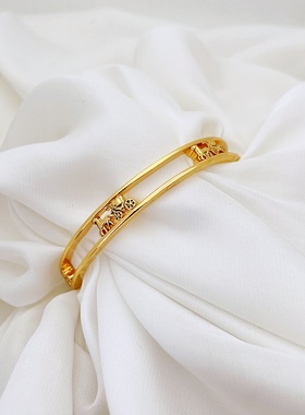 c家小马拉车个性轻奢镀真金手镯