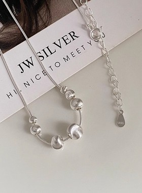 金店同款S925纯银猫眼珠锁骨链