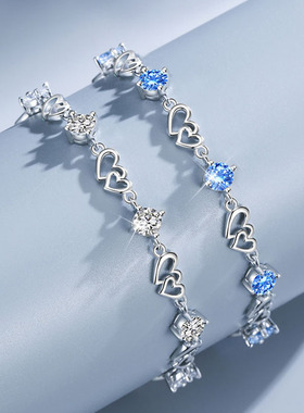 金店同款S925纯银心心相印手链