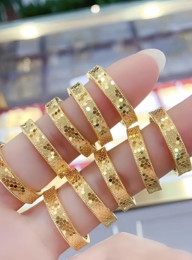 金店同款沙金龙鳞戒指情侣对戒