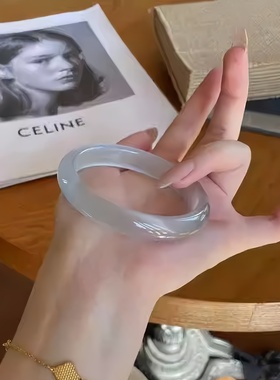 白月光冰透水晶镯子玉髓猫眼手镯