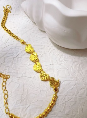 沙金新款碎冰冰五花爱心光珠手链