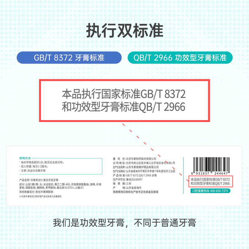 华素愈创美白牙膏去黄去口臭成人牙膏多效护理清新口气官方旗舰店