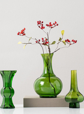 中古风玻璃六面花瓶花器摆件民宿样板间展厅餐书房茶室家居饰品