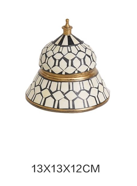 印度进口中古首饰收纳盒复古黄铜牛骨样板间书房客厅装饰糖果罐