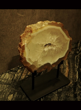 壹铭汇中古风天然玛瑙石装饰品摆件侘寂风样板间书房天然石头陈设