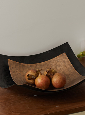 中古风金属装饰水果盘餐厅摆件创意纸造型金属简约样板房客厅托盘