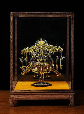 实木玻璃防尘罩国风工艺品