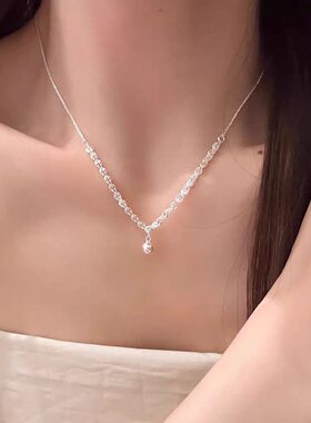 日韩风甜美银色麦穗圆珠链锁骨链