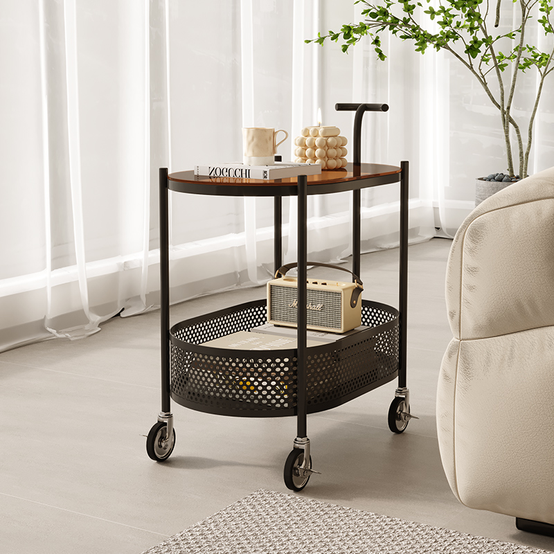 YANASO法式轻奢高级感可移动小茶几创意阳台小推车置物架沙发边几 - 图1