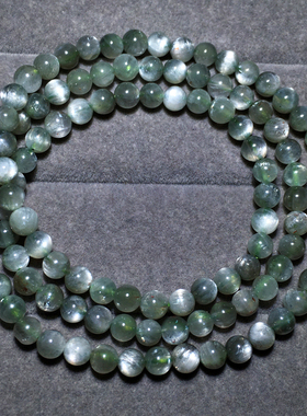 天然绿体星辉骨干长石三圈手串