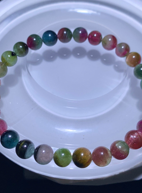 天然小颗粒西瓜碧玺手链饰品情侣