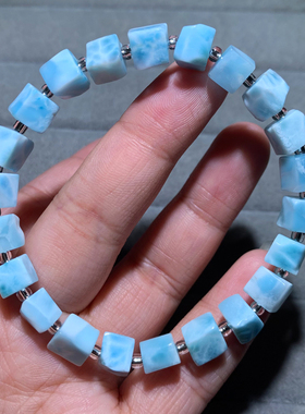 天然海纹石拉利玛随形手链饰品女