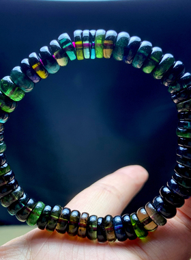 天然黑糖绿碧玺盘珠单圈手链饰品