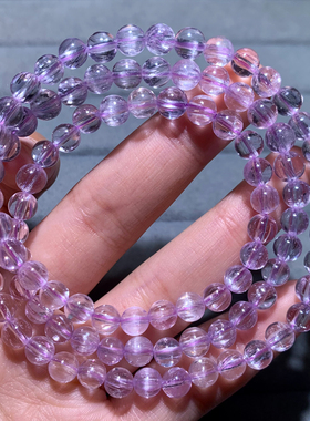 天然冰透锂辉石三圈手链送礼物女