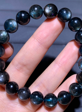 天然星光魔鬼蓝海蓝宝单圈手链女