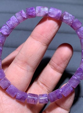 天然查罗石原石玉化紫龙晶桶珠