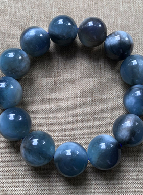 天然巴西云母星光海蓝宝单圈手链