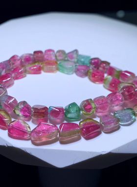 天然溏心西瓜碧玺随形单圈手链女