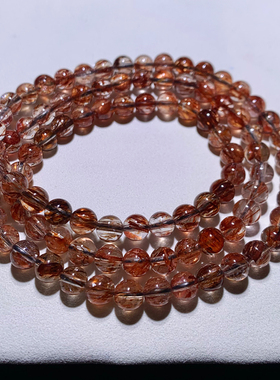 天然顺发云母黑金超三圈手链发晶