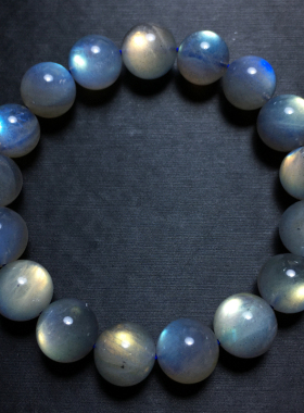 天然冰种灰月光拉长石手链男女