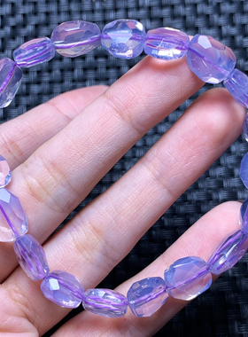 天然紫玉晶切角刻面随形手链