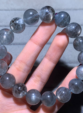 天然黑芝麻云母星光海蓝宝单圈女