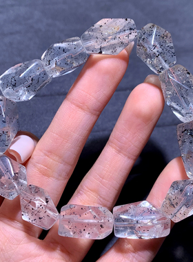 天然透体黑草莓晶随形手链黑云母