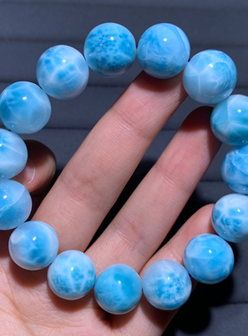 天然多米尼亚海纹石拉利玛手链女