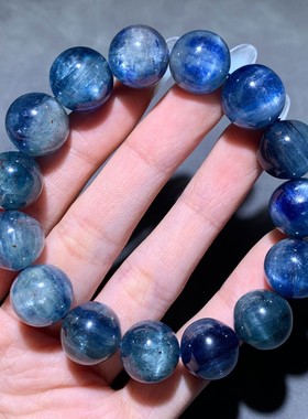 天然共生草莓红矿蓝晶石手链油画