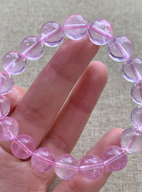 天然冰透粉摩根石手串饰品情侣款
