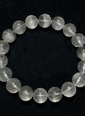 天然顺发白兔毛手链拉丝水晶手串