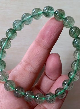 天然巴西顺发绿发晶水晶手链女生