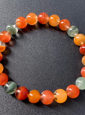 天然顺发多巴胺彩兔毛水晶手串女