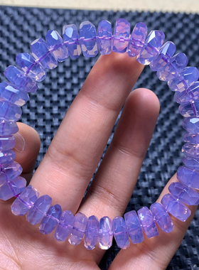 天然冰透紫玉晶刻面盘珠手链情侣