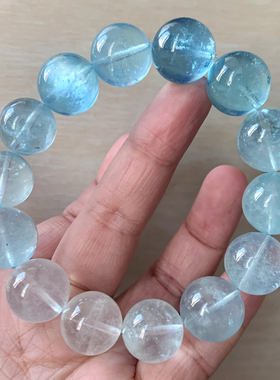 天然冰透渐变海蓝宝手链礼物情侣