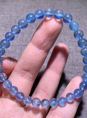 天然冰透海蓝宝手链单圈湛蓝星光