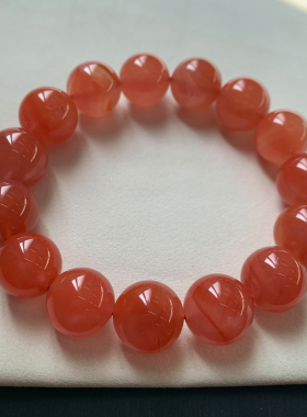 天然樱桃红南红玛瑙单圈手链水晶