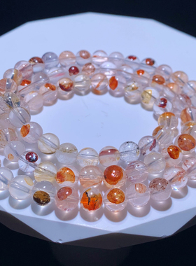 天然巴西胶花三圈手链异象水晶女