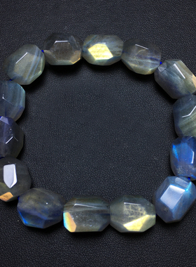 天然拉长石随形刻面手链强光蓝光