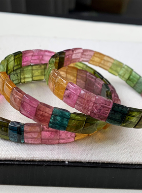 天然冰种彩虹碧玺手排礼物情侣款