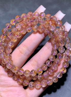 天然金钛极光三圈手链Auralite23